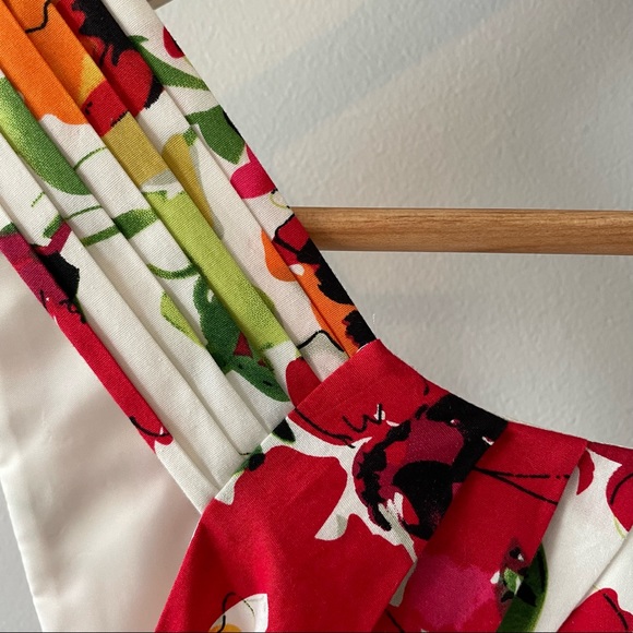 πππ Andre Oliver floral dress; pleated front & cumberbund, size 14, EUC - Picture 3 of 9